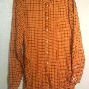 Orvis Signature Collection Men’s L Shirt Orange Multi Plaid L/S 100% Cotton